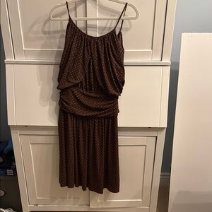 BCBGMaxAzria Brown Midi Dress with Polka Dots